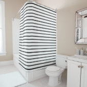Rideaux De Douche Motif rayures blanches et noires (En situation)