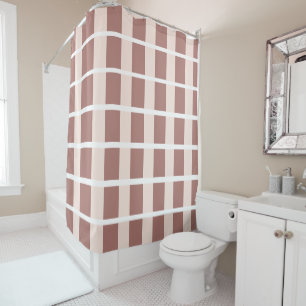 Rideaux De Douche Motif Rayures Rose Brun