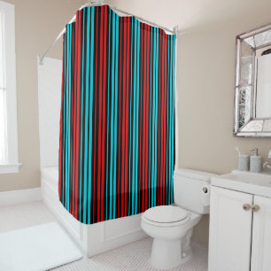 Rideaux De Douche Motif rayures rouges bleues noires