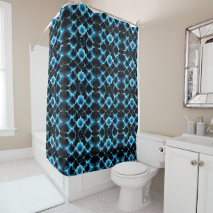 Rideaux De Douche Motif répétitif de synthèse électrique bleue