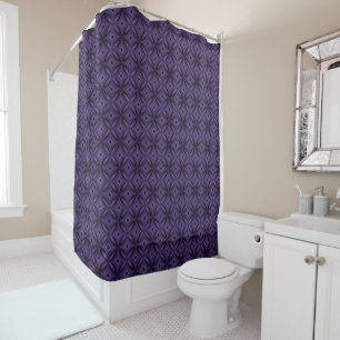 Rideaux De Douche Motif Rétro de Couleur Violet Foncé