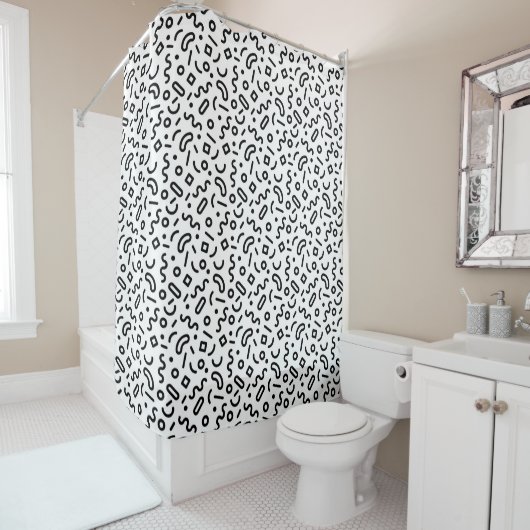 Rideaux De Douche Motif Retro Squiggle (En situation)