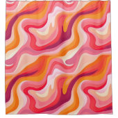Rideaux De Douche Motif rétro Waves Abstrait rose (Devant)