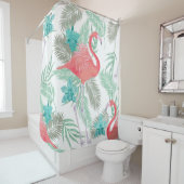 Rideaux De Douche Motif romantique sans couture avec oiseau flamant  (En situation)