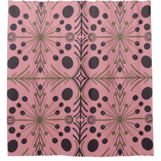 Rideaux De Douche Motif rose Boho géométrique (Devant)