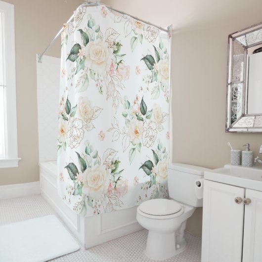 Rideaux De Douche Motif rose Floral Garden (En situation)