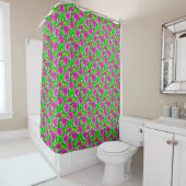 Rideaux De Douche Motif Rose Fuchsia Pink (En situation)