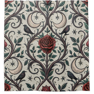 Rideaux De Douche Motif Rose Gothique Foncé (1)