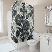 Rideaux De Douche Motif Rose Gothique Foncé (2) (En situation)