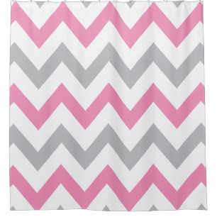 Rideaux De Douche Motif rose, gris et blanc élégant de Chevron