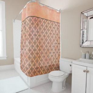 Rideaux De Douche Motif rose, orange et noir rétro