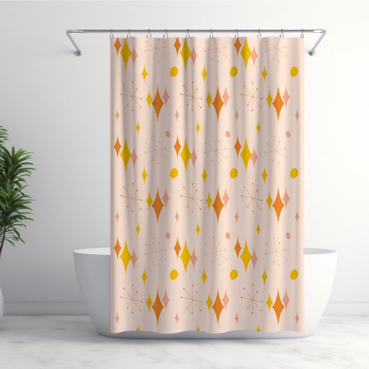 Rideaux De Douche Motif rose, orange, jaune Starburst mi-siècle