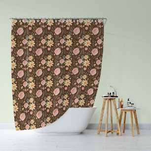 Rideaux De Douche Motif Rose Vintage Élégant Brown