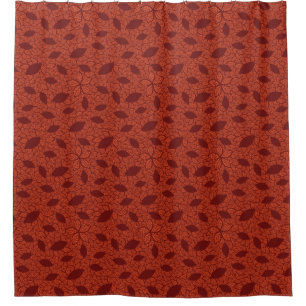 Rideaux De Douche Motif rouge de feuille sur l'orange