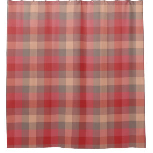Rideaux De Douche Motif rouge de plaid de rose de cabine de pays