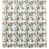 Rideaux De Douche Motif rustique de pins d'hiver (Devant)