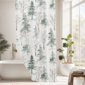 Rideaux De Douche Motif rustique de pins d'hiver