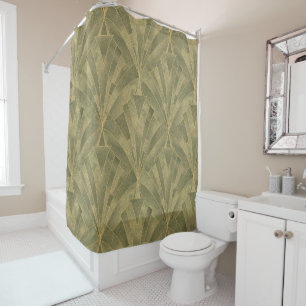 Rideaux De Douche Motif Sage Green et Gold Art Déco