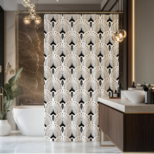 Rideaux De Douche Motif sans couture art déco noir et blanc