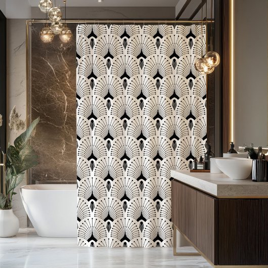 Rideaux De Douche Motif sans couture art déco noir et blanc