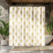 Rideaux De Douche Motif sans couture art déco or et blanc