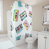 Rideaux De Douche Motif sans couture avec bandes audio dans style ré (En situation)