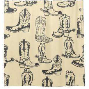 Rideaux De Douche Motif sans couture avec bottes de cowboy. cowboy, 