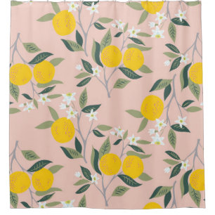 Rideaux De Douche Motif sans couture avec branches d'oranges en fleu