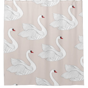 Rideaux De Douche Motif sans couture avec cygnes blancs. Orne d'oise