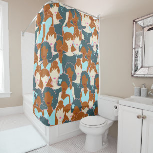 Rideaux De Douche Motif sans couture avec des filles noires et des f