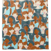 Rideaux De Douche Motif sans couture avec des filles noires et des f (Devant)