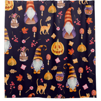 Rideaux De Douche Motif sans couture avec éléments Halloween vintage