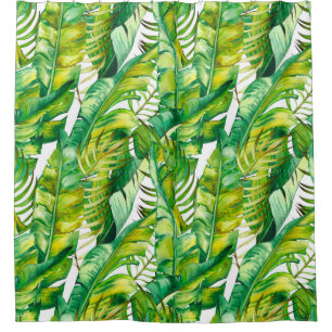 Rideaux De Douche Motif sans couture avec feuilles de bananes tropic