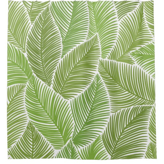 Rideaux De Douche Motif sans couture avec feuilles de palmiers verts (Devant)