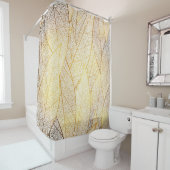 Rideaux De Douche Motif sans couture avec feuilles or (En situation)