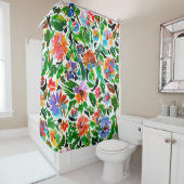Rideaux De Douche Motif sans couture avec fleurs  (En situation)