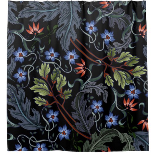 Rideaux De Douche Motif sans couture avec fleurs dans le style art d (Devant)