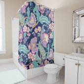 Rideaux De Douche Motif sans couture avec fleurs décoratives stylisé (En situation)