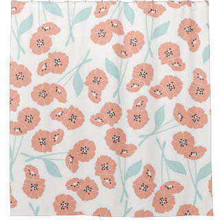 Rideaux De Douche Motif sans couture avec fleurs et éléments floraux