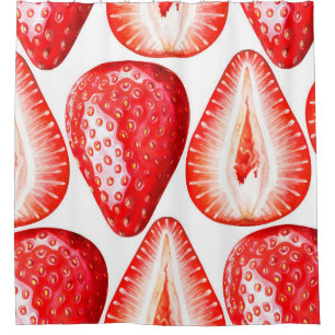 Rideaux De Douche Motif sans couture avec fraises mûres sur b blanc