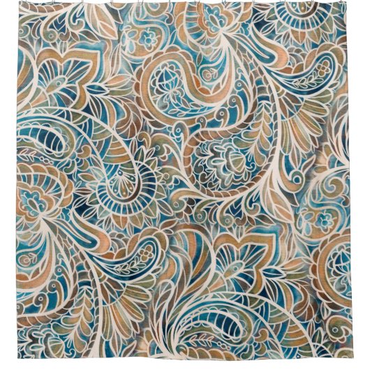 Rideaux De Douche Motif sans couture avec impression Paisley multico (Devant)