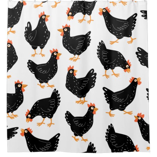Rideaux De Douche Motif sans couture avec poulet (Devant)