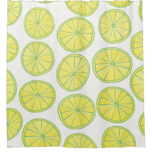 Rideaux De Douche Motif sans couture avec tranches de citron jaune s