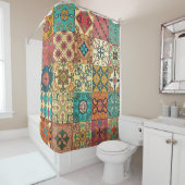 Rideaux De Douche Motif sans couture avec tuiles portugaises en tala (En situation)