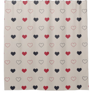 Rideaux De Douche Motif sans couture cœur beige et rouge Minimaliste