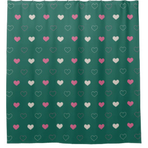 Rideaux De Douche Motif sans couture Cœur Rose & Vert Minimaliste Mi