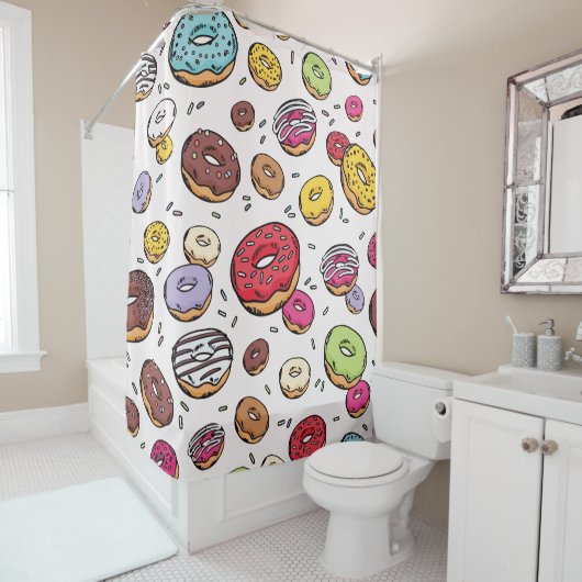 Rideaux De Douche Motif sans couture de Donuts (En situation)