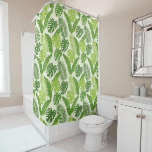 Rideaux De Douche Motif sans couture de feuilles tropicales & Monste