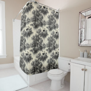 Rideaux De Douche Motif sans couture de Toile de Jouy gravé vintage