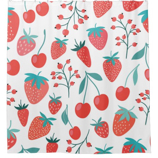 Rideaux De Douche Motif sans couture décorative avec fruits, fraise (Devant)